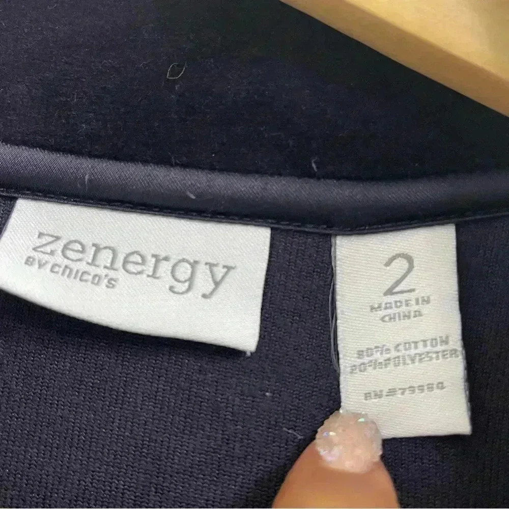 Zenergy By Chico’s | Dark Purple Velour Rhinestone Track Jacket - Picture 9 of 11